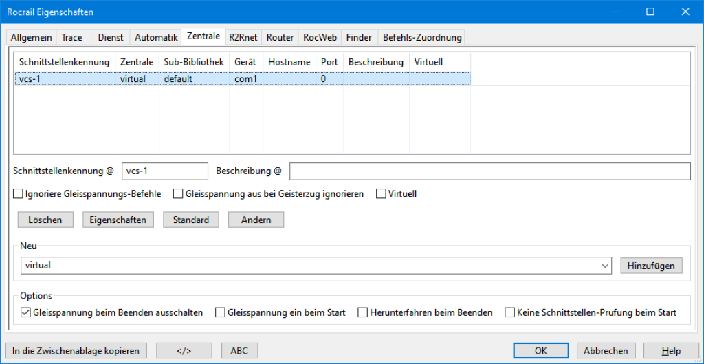 Eigenschaften der Zentrale